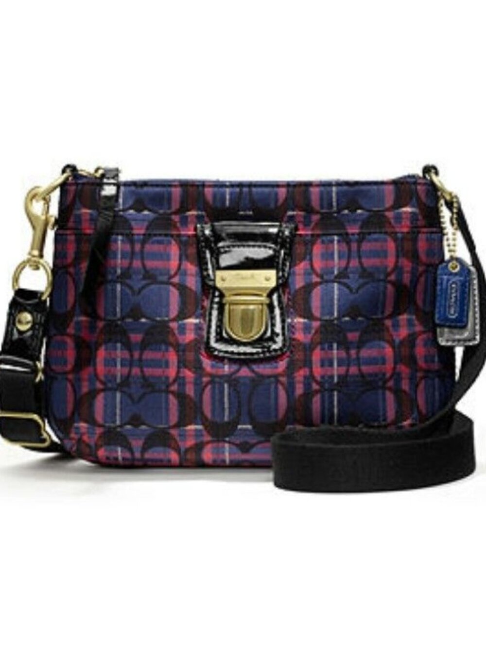 New Coach Tartan Signature Plaid Crossbody Bag Purse